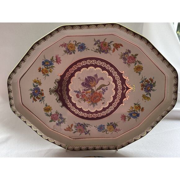 Daher Decorated Ware England Octagon Tulips Spring Flowers Metal Tray Jami Ray - Picture 3 of 6